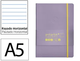 Antartik Cuaderno Antartik Notes A5 Morado y Amarillo con Cierre Elástico