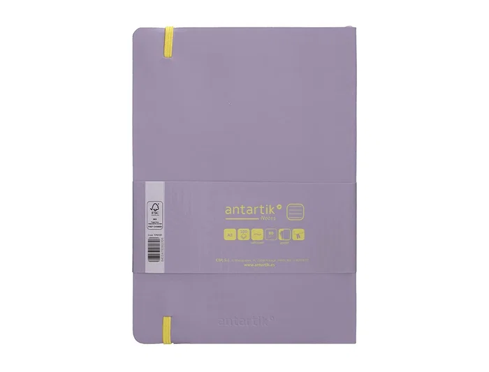 Antartik Cuaderno A5 Tapa Blanda Hojas Rayadas Morado y Amarillo, 80 Hojas 80gr FSC con Gomilla y Bolsillo Antartik Cuaderno A5 Tapa Blanda Hojas Rayadas Morado y Amarillo, 80 Hojas 80gr FSC con Gomilla y Bolsillo