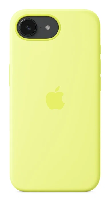 Apple MGYW4ZM/A Funda Silicona para iPhone 16e - Neon Yellow, 6.1", con 55% Silicona Reciclada, Protección contra Caídas y Arañazos