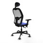 PIQUERAS Y CRESPO Silla de oficina Jorquera con mecanismo Sincro/Traslack, Azul claro y Blanco