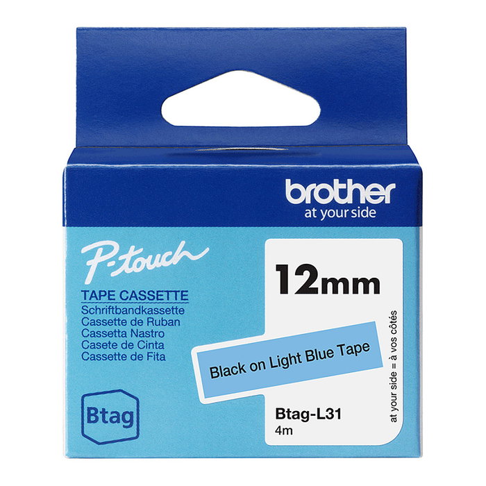 Brother BTAG-L31 Cinta de Etiquetas 12mm x 4m, Negro/Azul Claro, Compatible con PT-N10, PT-N20, PT-N25BT Brother BTAG-L31 Cinta de Etiquetas 12mm x 4m, Negro/Azul Claro, Compatible con PT-N10, PT-N20, PT-N25BT