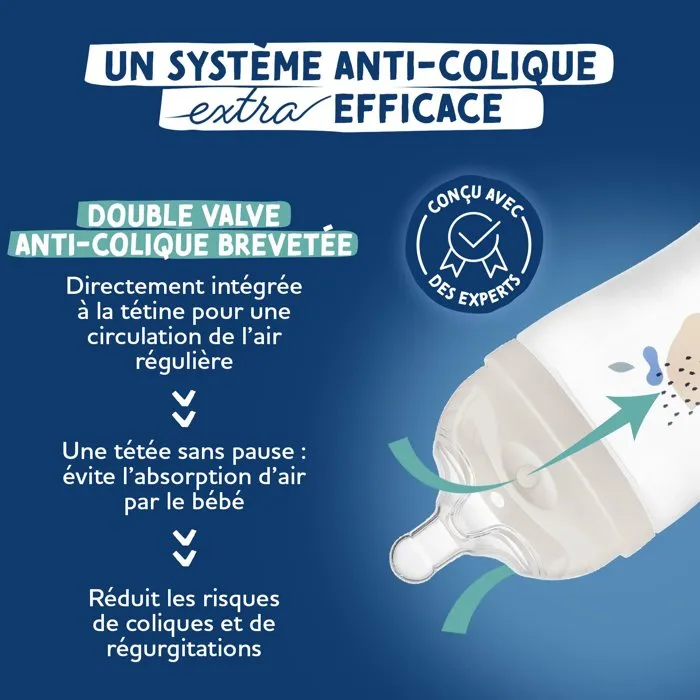 Dodie Biberón Anticólicos Dodie 150 ml - Tetina Multiperforada Biomimicry - Para 0+ Meses - Flujo 1 - Rosa