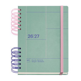 Agenda Escolar (2026-27) Miquelrius Back To Basics Wire-O Tapa Extra Con Goma Plus 4º 160,5X218 D/P Apais. Verde