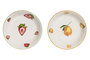 DKD Home Decor Set de Platos de Porcelana FRUTAS 24, Surtido de 2 Colores, 18x18x3,4 cm