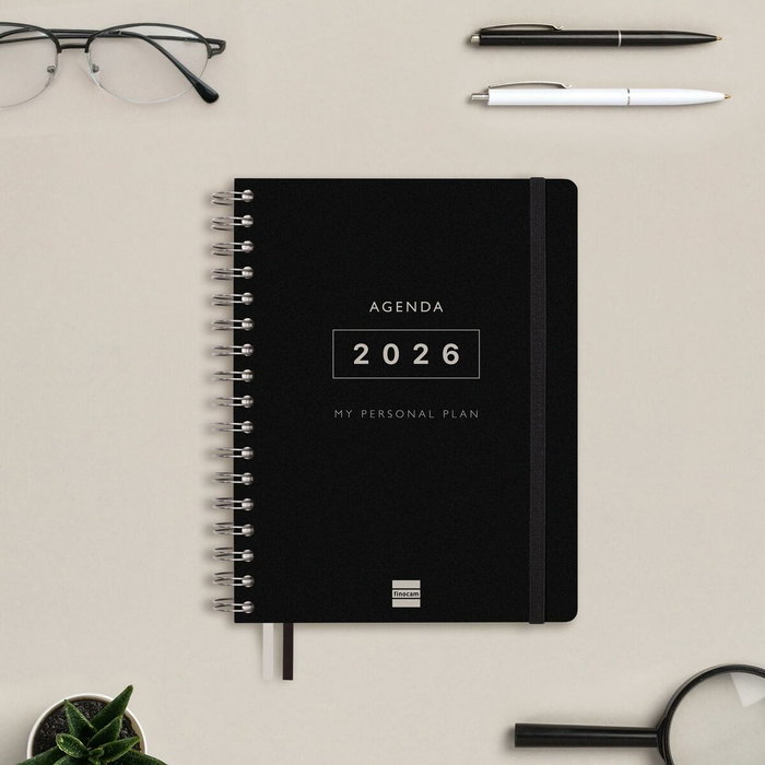 Finocam Agenda Tempus 16 Meses Septiembre 2025-Diciembre 2026 Negro