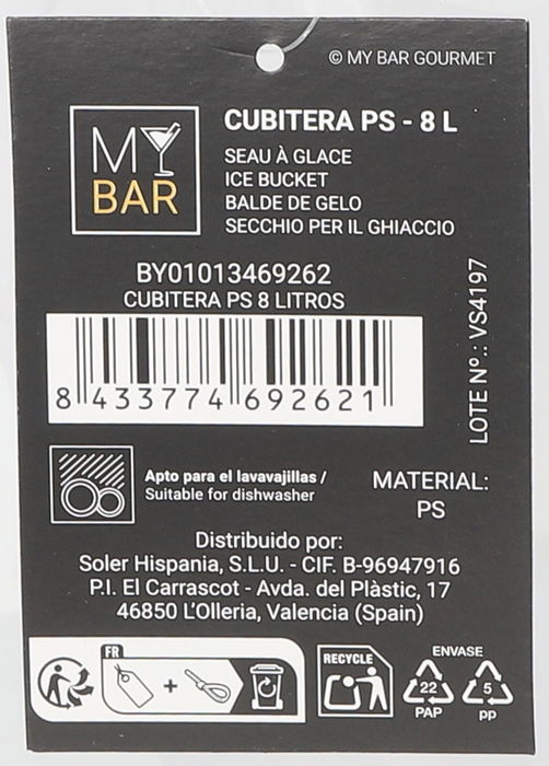 Iceland Cubitera Ps 8 Litros - 26.3 cm Ancho x 25.8 cm Alto x 34.9 cm Largo (4 Unidades)