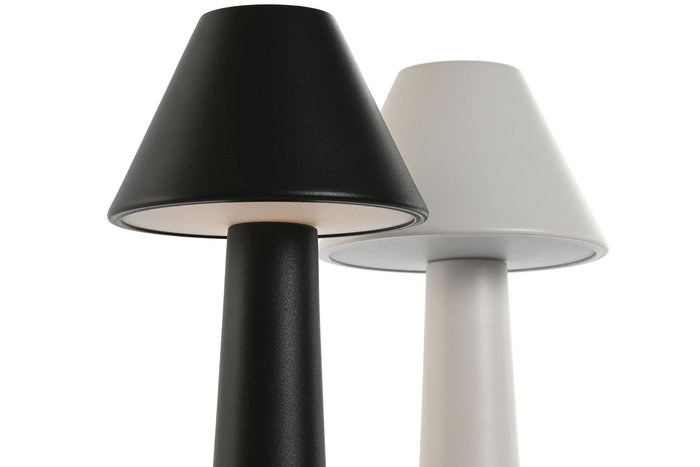 DKD Home Decor Lámpara Sobremesa Moderno Blanco Negro Metal LED Recargable Táctil 3 Niveles Brillo 9 x 24 x 9 cm (2 Unidades)