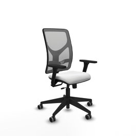 PIQUERAS Y CRESPO Silla de oficina Motilla con mecanismo Sincro/Traslack, Tela Blanca y Malla Gris