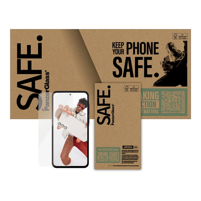 PanzerGlass SAFE. Protector de pantalla Ultra-Wide Fit para Samsung Galaxy S24 FE 5G, A36 5G y A56 5G (50 unidades)