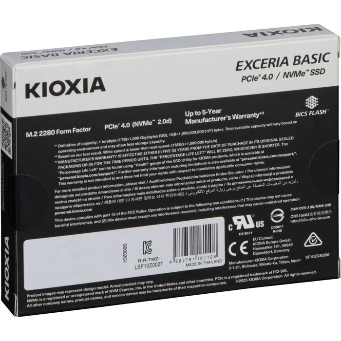 Kioxia Exceria Basic LSF10Z001TG8 1TB M.2 2280 NVMe SSD Kioxia Exceria Basic LSF10Z001TG8 1TB M.2 2280 NVMe SSD