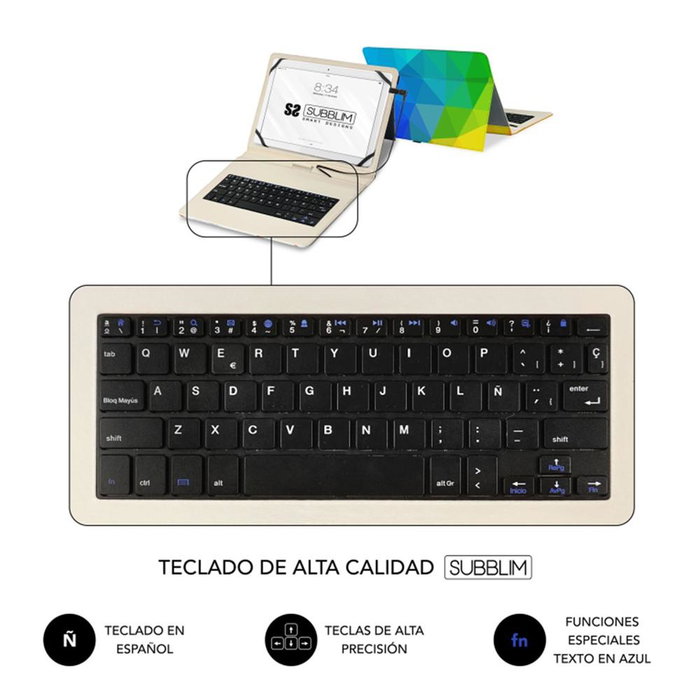 Subblim KEYTAB USB 11 pulgadas Funda con Teclado Triángulos