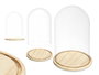 Giftdecor Cúpula de Cristal con Base de Madera, 20 cm de Diámetro x 30 cm de Alto, Transparente/Natural