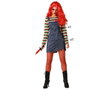Disfraz de Muñeca Multicolor para Mujer Adulto Halloween Mono y Camiseta Rayada Talla XS-S