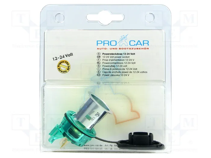PRO CAR Tomacorriente de encendedor verde 12-24VDC 20A