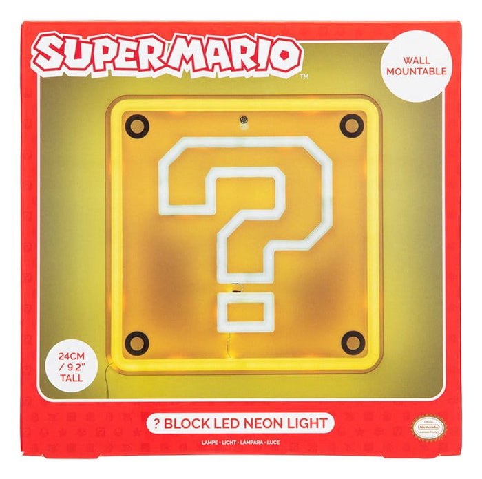 Paladone Products Super Mario Lámpara de pared LED Neon Question Block 24 x 24 cm Paladone Products Super Mario Lámpara de pared LED Neon Question Block 24 x 24 cm