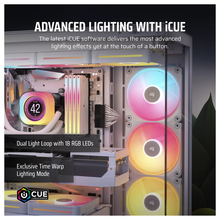 Corsair LX120-R RGB iCUE LINK Ventiladores de Carcasa, Pack de 3, Blanco