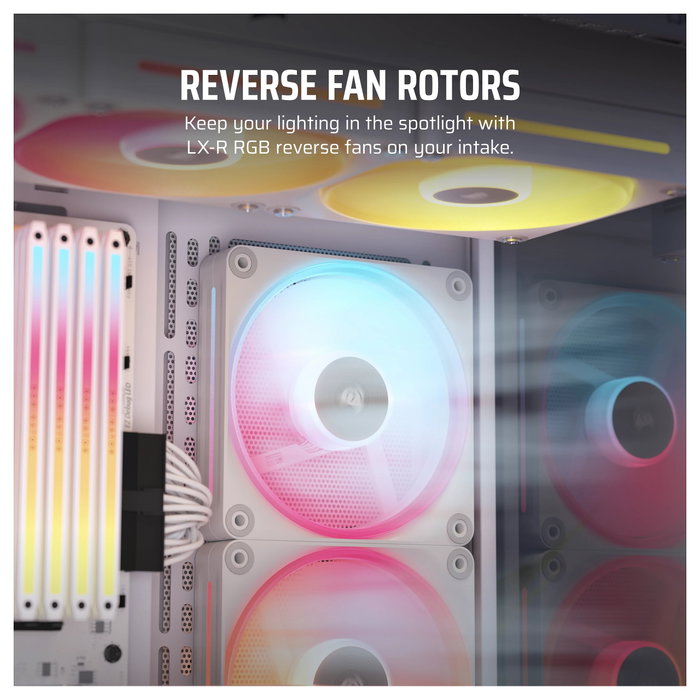 Corsair LX120-R RGB iCUE LINK Ventiladores de Carcasa, Pack de 3, Blanco