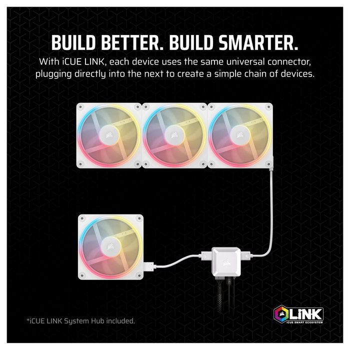 Corsair LX120-R RGB iCUE LINK Ventiladores de Carcasa, Pack de 3, Blanco