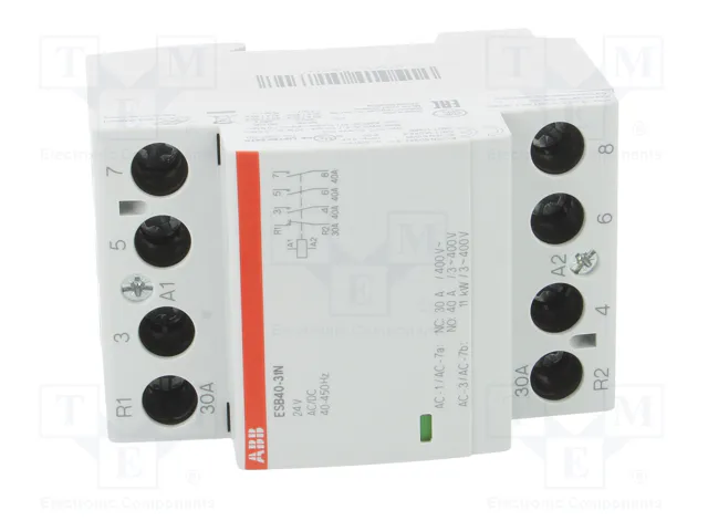 ABB Contactor de Instalación Modular 4-polar 40A 24VAC/24VDC ABB Contactor de Instalación Modular 4-polar 40A 24VAC/24VDC