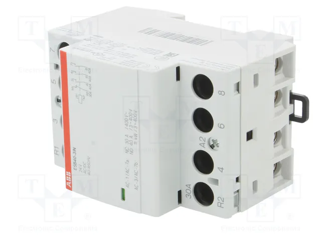 ABB Contactor de Instalación Modular 4-polar 40A 24VAC/24VDC ABB Contactor de Instalación Modular 4-polar 40A 24VAC/24VDC