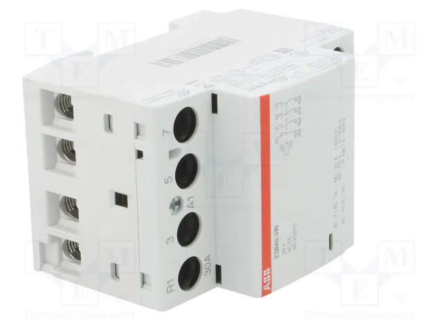 ABB Contactor de Instalación Modular 4-polar 40A 24VAC/24VDC ABB Contactor de Instalación Modular 4-polar 40A 24VAC/24VDC