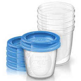 Philips Avent Set de 5 Recipientes para Conservar Leche Materna, 180 ml - SCF619/05