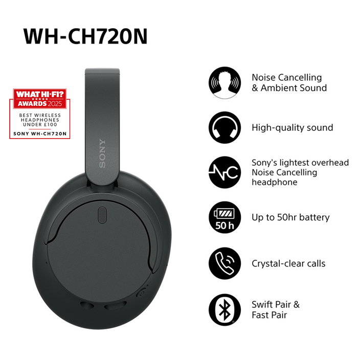 Sony Auriculares Inalámbricos WH-CH720N con Micrófono Bluetooth, Negros Sony Auriculares Inalámbricos WH-CH720N con Micrófono Bluetooth, Negros