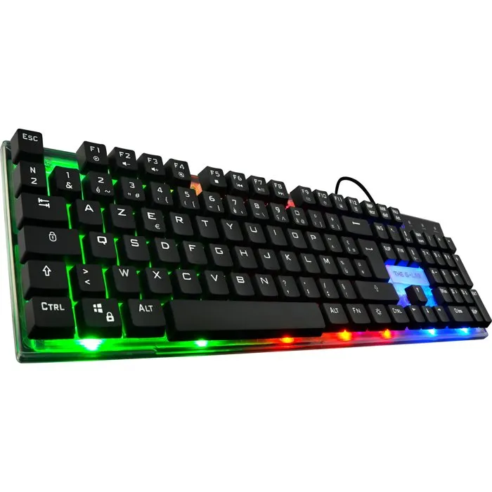 THE G-LAB Pack Combo Neon 4 en 1 - Teclado de Membrana Tamaño Completo, Ratón 3600 DPI, Alfombrilla y Auriculares - THE3760162054699