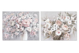 DKD Home Decor Cuadro Tradicional Multicolor Lienzo Pino Florero 100 x 80 x 3.7 cm (2 Unidades)