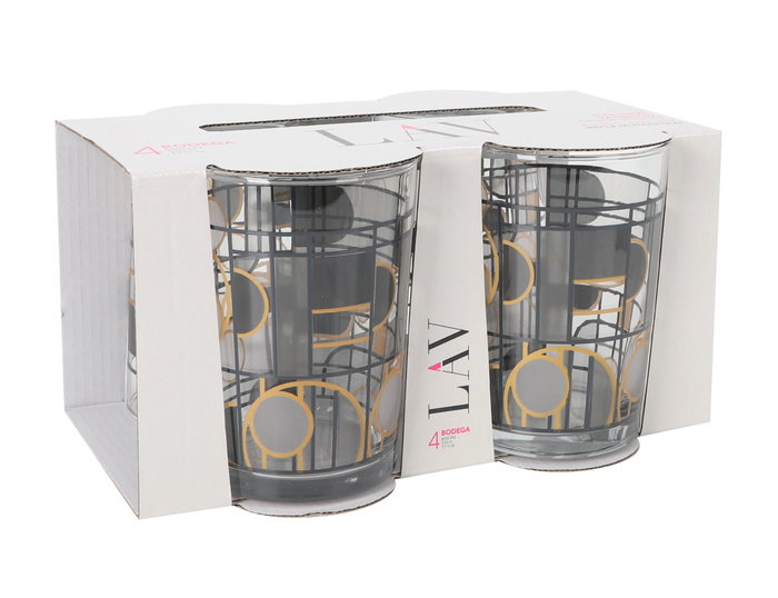 LAV Set 4 Vasos de Sidra Abstrac 520 cc Medidas 9x9x12 cm (6 Cajas)