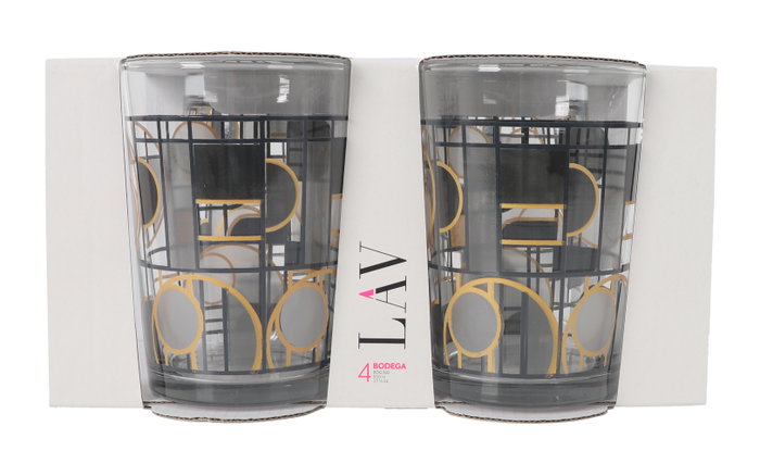 LAV Set 4 Vasos de Sidra Abstrac 520 cc Medidas 9x9x12 cm (6 Cajas)