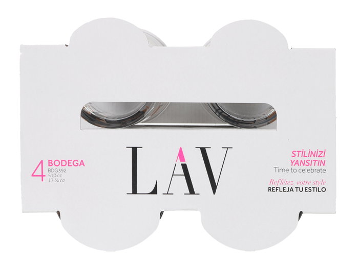 LAV Set 4 Vasos de Sidra Abstrac 520 cc Medidas 9x9x12 cm (6 Cajas)