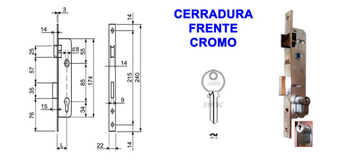 AVL Cerradura 8805 L-20 con Frente Cromo y Cilindro Pera AVL Cerradura 8805 L-20 con Frente Cromo y Cilindro Pera