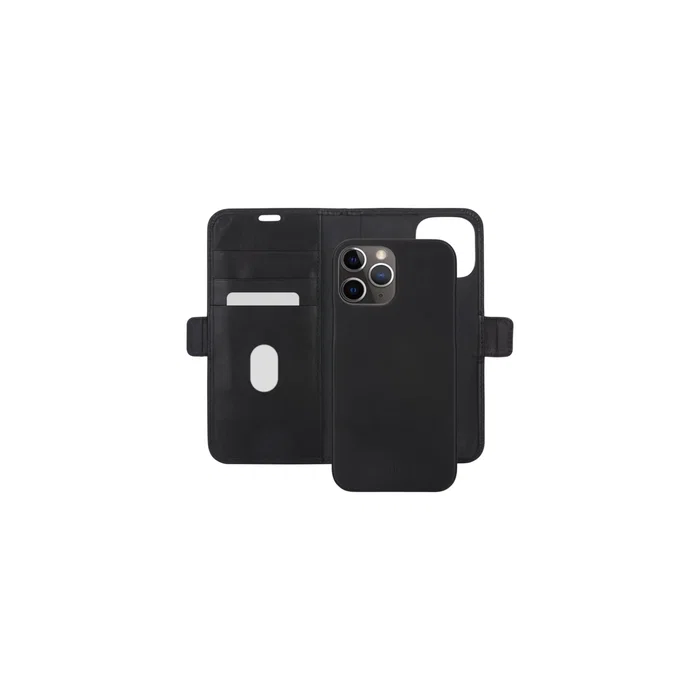 Lynge Funda cartera con cierre magnético de cuero negro para Apple iPhone 12 / iPhone 12 Pro (15.5 cm / 6.1") con 3 bolsillos para tarjetas