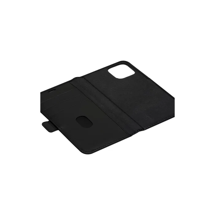 Lynge Funda cartera con cierre magnético de cuero negro para Apple iPhone 12 / iPhone 12 Pro (15.5 cm / 6.1") con 3 bolsillos para tarjetas