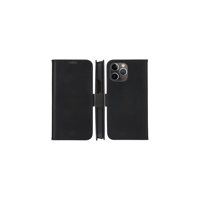 Lynge Funda cartera con cierre magnético de cuero negro para Apple iPhone 12 / iPhone 12 Pro (15.5 cm / 6.1") con 3 bolsillos para tarjetas