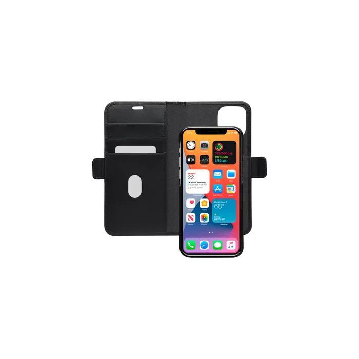 Lynge Funda cartera con cierre magnético de cuero negro para Apple iPhone 12 / iPhone 12 Pro (15.5 cm / 6.1") con 3 bolsillos para tarjetas