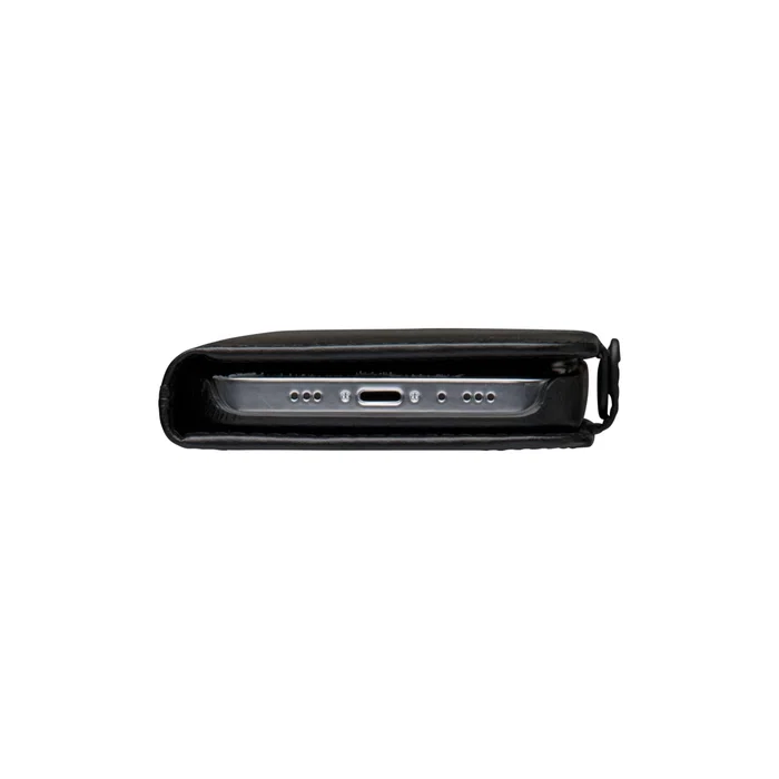 Lynge Funda cartera con cierre magnético de cuero negro para Apple iPhone 12 / iPhone 12 Pro (15.5 cm / 6.1") con 3 bolsillos para tarjetas