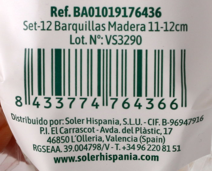 Algon Set de 12 Barquillas de Madera para Postres o Snacks, 10 cm de Largo, Incluye Dimensiones 6x3x12 cm (24 Unidades)