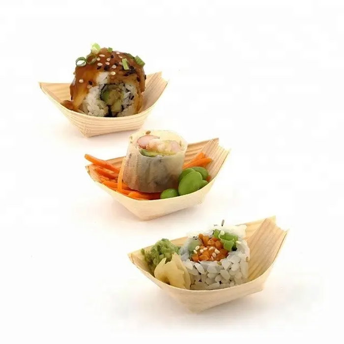 Algon Set de 12 Barquillas de Madera para Postres o Snacks, 10 cm de Largo, Incluye Dimensiones 6x3x12 cm (24 Unidades)