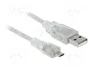 DeLOCK Cable USB 2.0 de 1,5 m con conectores USB-A a Micro-B, Transparente