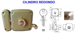 AVL Cerradura 8125-100 Sobreponer Izquierda con Redondo 50 mm