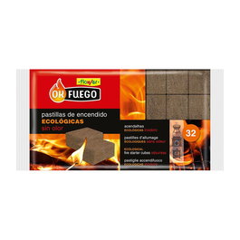 Flower Pastillas de Encendido Ecológicas 32uds para Barbacoa y Chimenea