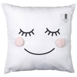 Home Deco Kids Cojín Pompón Vallee Outlet 40x40 cm Cara con Pompones y Flores