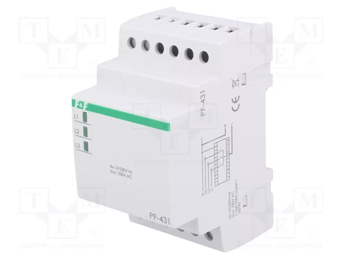 F&F PF-431 Relé de monitorización de tensión 3 x 230V AC 16A F&F PF-431 Relé de monitorización de tensión 3 x 230V AC 16A