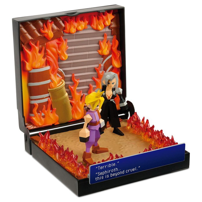 CONSOLE HEROES Diorama Burning at Nibelheim Final Fantasy VII PlayStation CONSOLE HEROES Diorama Burning at Nibelheim Final Fantasy VII PlayStation