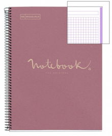 MiquelRius 6090 Cuaderno A4 80 Hojas Cuadriculado Reciclado Ecolavanda Emotions Cartón Extra Duro Espiral Ecológico Papel 80gr/m2