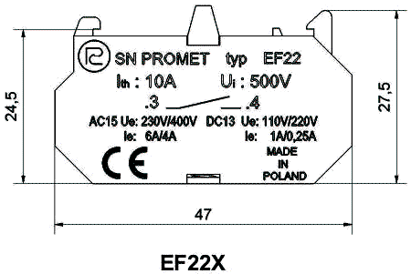 PROMET Bloques de contactos NEF22 de 22mm PROMET Bloques de contactos NEF22 de 22mm