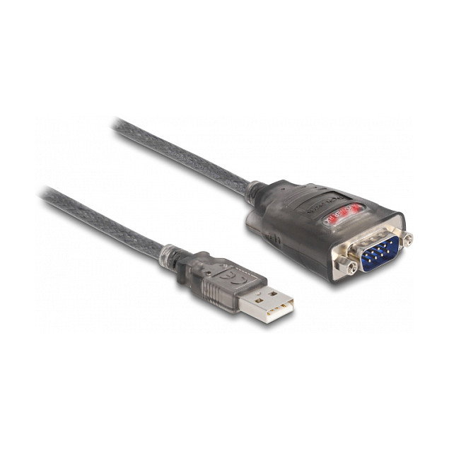 DeLOCK Adaptador USB 2.0 Tipo-A a Serial RS-232 D-Sub 9 pin con 3 LED, 1 m