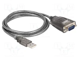 DeLOCK Adaptador USB 2.0 Tipo-A a Serial RS-232 D-Sub 9 pin macho con tuercas, 1 m